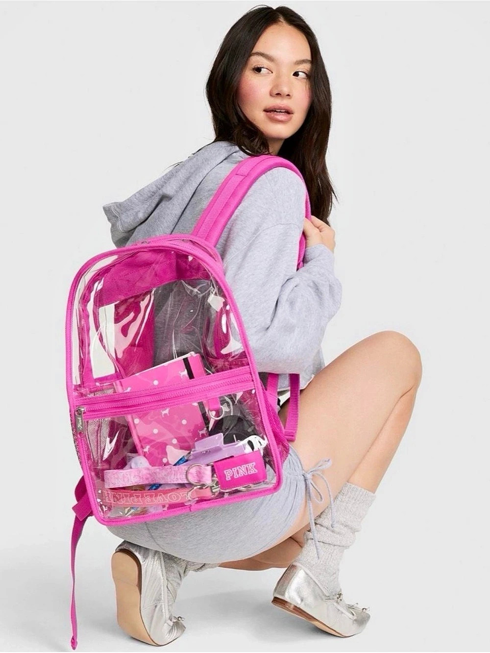 Victoria's Secret PINK Clear Backpack 18 Liters Pink